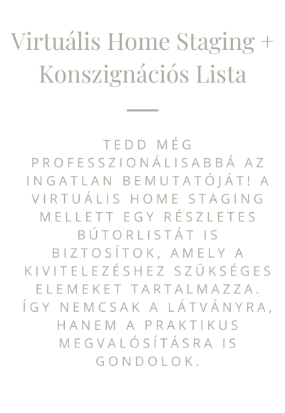 Virtuális home staging konszignációs lista leírás