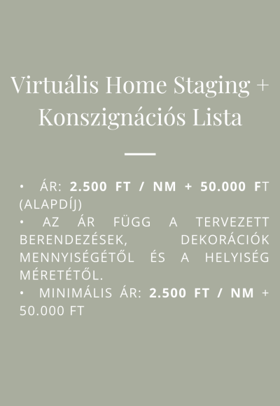 Virtuális home staging konszignációs lista ár