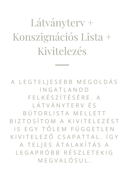Látványterv konszignációs lista kivitelezés